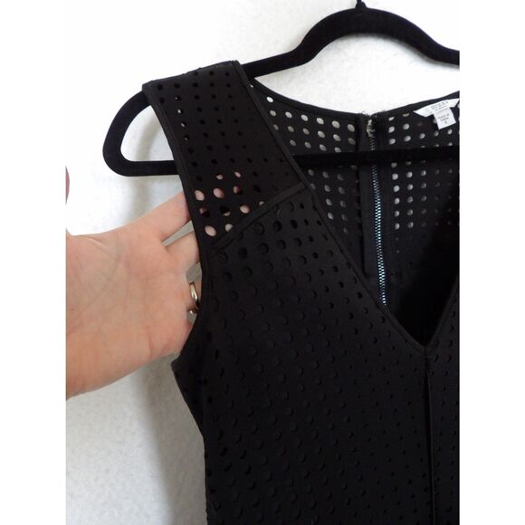 Guess Dress Women Small Black Mesh Cutout LBD Cocktail Perforated Sheath Evening - Picture 2 of 11